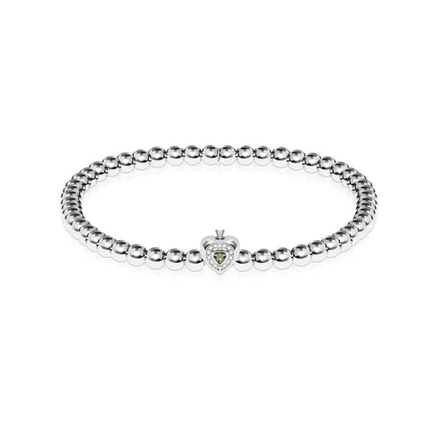 August | Peridot Kristall Geburtsstein | Silber | Kristall Herz Armband
